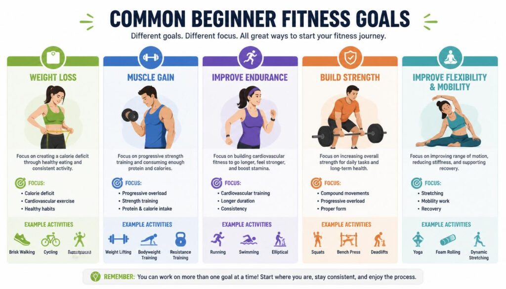Comparison of common beginner fitness goals